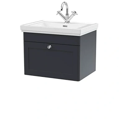 Image of Eastlake Malvern Wall Hung Bathroom Vanity Unit with Basin Black 600mm