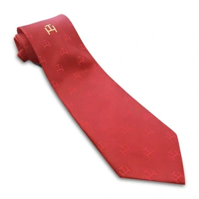 Image of THE MASONIC COLLECTION Royal Arch Chapter Polyester Woven Red Tie with Triple Tau Symbols Better Knot and Hang A Useful Gift Accessory for Freemason Men