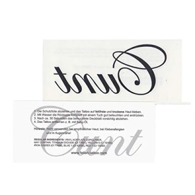 Image of 10 x Cunt Kinky Fetish Temporary Tattoo Lettering in Black (10)