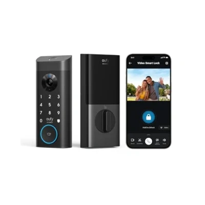 Image of eufy Video Smart Lock E330, 3 in 1 Camera+Doorbell+Fingerprint Keyless Entry Door Lock, Built Wi Fi Deadbolt for Front Door, Auto App Remote Control, Easy Installation, No Monthly Fee