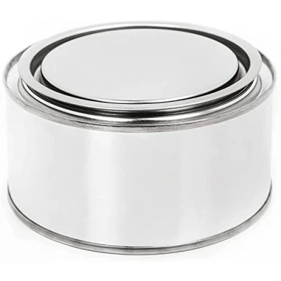 Image of BenBow Tinplate can 8.45 fl oz (250 ml) with press in lid airtight, opaque, empty, round storage/candle container 4 pieces