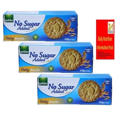 Image of Gullon No Added Sugar Oaty biscuits 410g Pack of 3, Perfect Healthy for diabetic diet, Available Hampers on all Occasions with zamfoods (5 Bundle)
