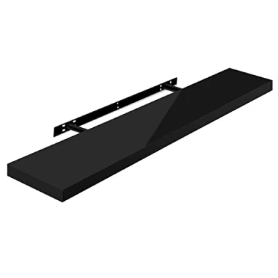 Image of WOLTU Volato RG9482sz Wall Shelf Floating High Gloss Black CD DVD Bookshelf Wooden Board 100 x 22.9 3.8 cm