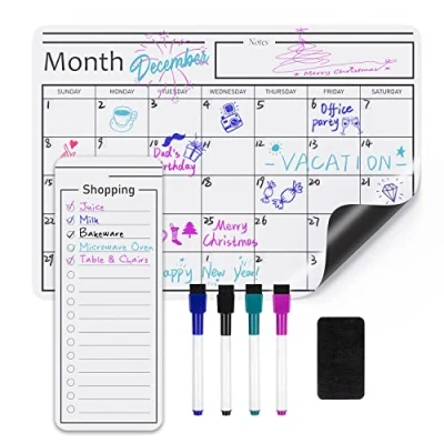 Image of Amazon Basics Magnetic Dry Erase Whiteboard Sheet, Calendar, 30.5 cm x 43.2