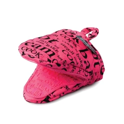 Image of Zeal Silicone Pot Holder Mini Oven Mitt for Air Fryer with Hot Print Design and Comfortable Quilted Cotton Inner Heat Water Resistant, Neon Pink