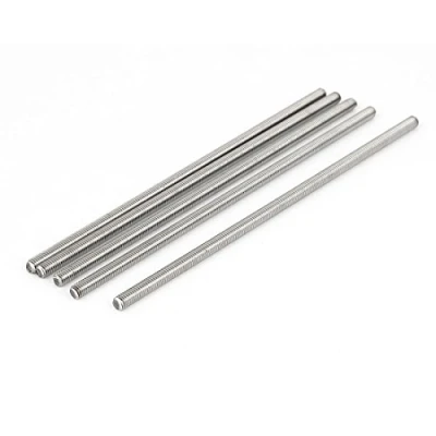 Image of Sourcingmap M6 x 180mm 304 Stainless Steel Fully Threaded Rod Bar Studs Silver Tone 5 Pcs