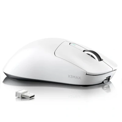 Image of ATTACK SHARK X3MAX 49g SUPERLIGHT Mouse, PixArt PAW3950 Gaming Sensor, BT/2.4G Wireless/Wired 6 Adjustable DPI up to 42000, 200 Hrs Battery, Office Mice for Win11/Xbox/PS/Mac (White)