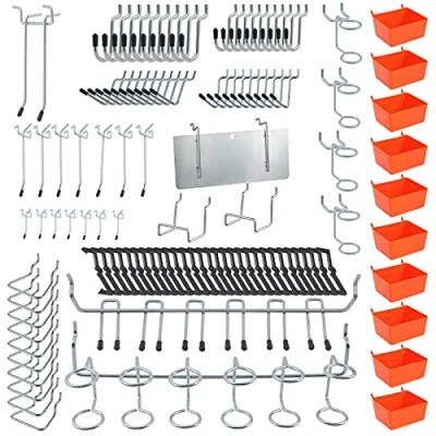 Image of Faankiton 144PCS Pegboard Hooks Assortment, Peg Board Accessories, Locks, Bins, Basket Set for Organizing Tools, Accessories Organizer Kit