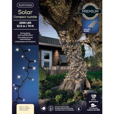 Image of Lumineo 1000 LED Warm White Solar Compact Twinkle Lights