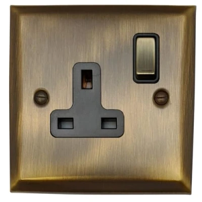 Image of Spectrum Antique Brass Single Socket (Brass Switch) SAB309