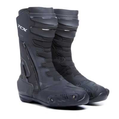 Image of TCX S TR1 Waterproof, Men&#039;s Motorcycle Boot, Sporty, Certified and with T DRY Integration, Microfiber Upper, Side Elastic Zipper Velcro Closure, Black
