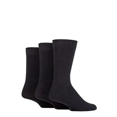 Image of Mens 3 Pair Farah Plain Comfort Cuff Socks Black 6 11