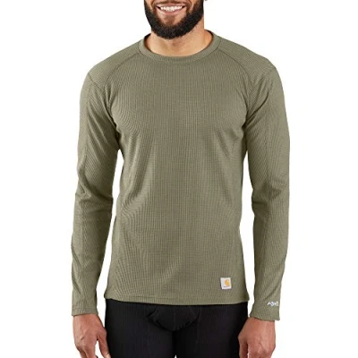 Image of Carhartt Men&#039;s Force Midweight Classic Thermal Base Layer Long Sleeve Shirt Top, Burnt Olive, S