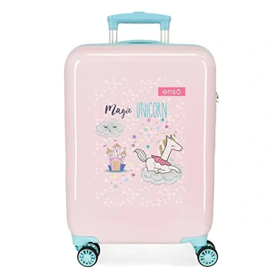 Image of ENSO Magic Unicorn Cabin Suitcase Pink 38 x 55 20 cm Rigid ABS Side Combination Lock 34 L 2 kg 4 Wheels Double Hand Luggage