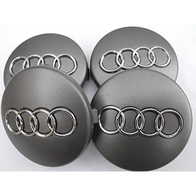 Image of 4 NEW * 60 mm Silver AUDI Alloy Wheel caps, Badges Emblems