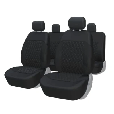 Image of TOYOUN Car Seat Covers Full Set, Universal for 5 Seater Front Bucket and 50 or 60 40 Rear Split Bench Back Fit Most Cars SUVs Trucks Solid Black