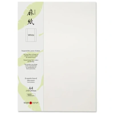 Image of ONAO Japanese Rice Paper Printable A4 Size (100 Sheets), Multipurpose Copy for Laser and Inkjet Printers, Made in JAPAN, White