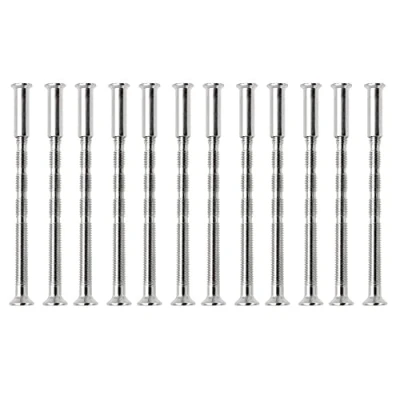 Image of 24 Pieces Door Handle Screws, M4 Satin Nickel Connecting Bolts and Sleeves for Fixing Handles, Escutcheons, Cabinet Drawers