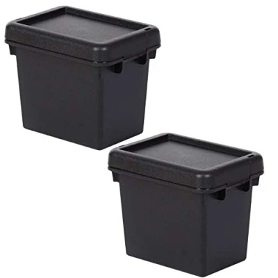 Image of Wham Bam 100% Recycled Super Strong Impact Resistant Black Re Usable Storage Boxes With Lids 16 Litre 38.5 x 29 21.5cm (2 Boxes)
