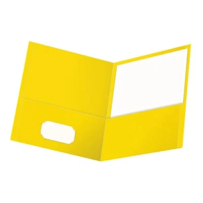 Image of Oxford Twin Pocket Folders, Textured Paper, Letter Size, Yellow, Holds 100 Sheets, Box of 25 (57509EE)