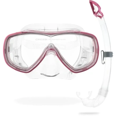 Image of CRESSI Onda Combo Set Transparent/Pink Mask + Snorkel Mexico, Transparent/Pink, One Size, Unisex Adult