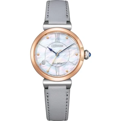 Image of Citizen Women Analogue Eco Drive Watch with Leather Strap EM1074 15D