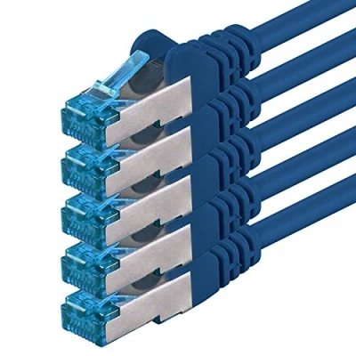 Image of 1aTTack.de 5 X 10 M CAT6a Ethernet Network Patch cable 10000 Mbit s SFTP PIMF 500 MHz blue