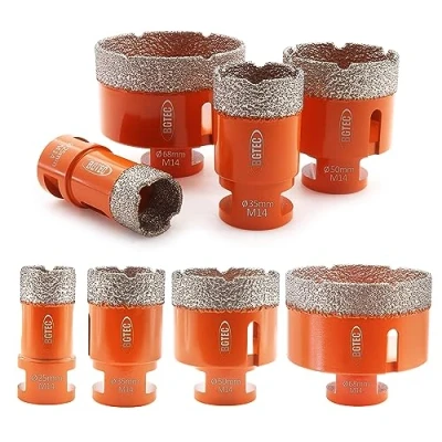 Image of BGTEC 4pcs Dry Diamond Core Drill Bits Set Hole Saw Kit for Porcelain Tile Ceramic Marble Brick M14 Thread Mixed 25/35/50/68mm