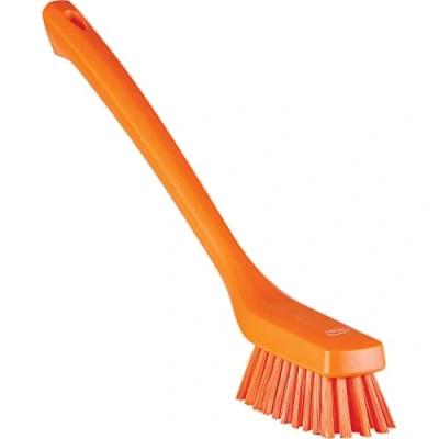 Image of Vikan Narrow Long Handle Brush, Polypropylene Block, Orange, One Size
