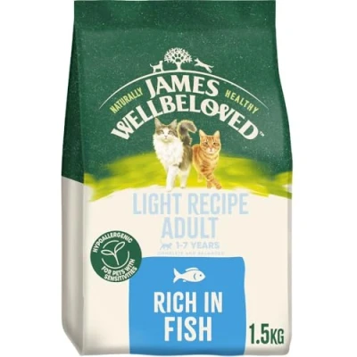 Image of James Wellbeloved Hypoallergenic Light Dry Cat Food for Adult Cats Fish 3x1.5 kg