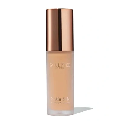 Image of Satin Silk Longwear Foundation from Sculpted by Aimee (Tan Plus 5.5) Lightweight, Hydrating &amp; Buildable High Coverage, Sweat Resistant