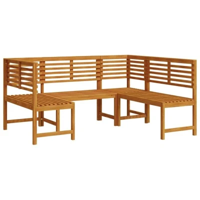 Image of vidaXL 3 Piece Garden Bench Set Solid Acacia Wood
