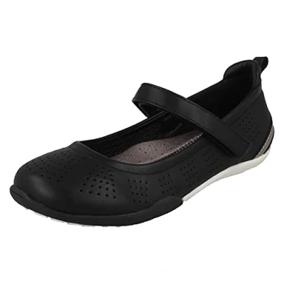 Image of Girls Reflex Upper Strap Ballerinas H2566 Black/Pewter Synthetic UK Size 11 EU 29 US 12
