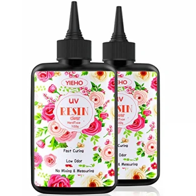 Image of YIEHO UV Resin Kit 200g Upgraded Clear Hard Curing Epoxy Starter Supplies for Craft Jewelry Making