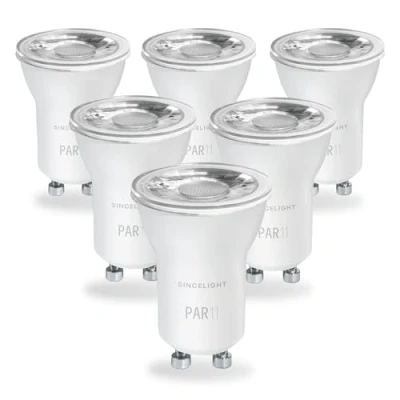 Image of SINCELIGHT LED MR11 with GU10 Base (PAR11 MINI Reflector Ø35mm), Spot Light Bulb, 3 Watt, 300 Lumens, 25W Halogen Equivalent, 4000K(Neutral White), High Color Rending RA≈85, 35 Beam Angle, Pack of 6