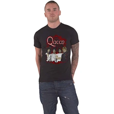 Image of Queen T Shirt Ornate Crest Photo Band Logo Official Unisex Black L