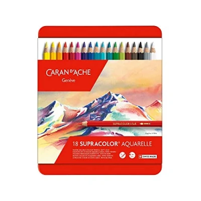 Image of Caran Dache Metal tin with 18 assorted colours