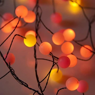 Image of Qbis Premium LED Cluster Lights. Christmas Garland Fairy Red, Orange and Yellow. These Berry Lights are Perfect as (120 Sunset (Black Wire))