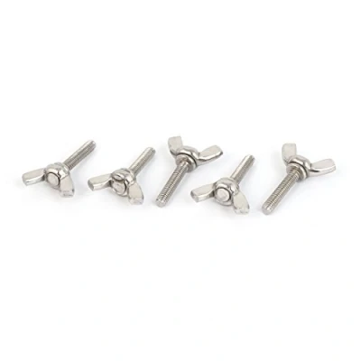 Image of Sourcingmap M4 x 20mm Thread 304 Stainless Steel Wing Bolt Butterfly Screw Silver Tone 5pcs