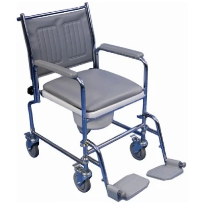 Image of Aidapt Height Adjustable Mobile Commode with Detachable Arm Supports, Wipe Clean Seat, Over Seat and Castors Brakes Already Assembled Aid