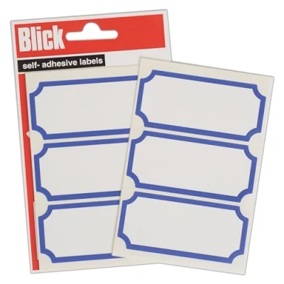 Image of Blick Labels, Blue, Self Adhesive Stickers, Border, 34mm x 75mm, 21 for Home, Office, Family, School, Letters