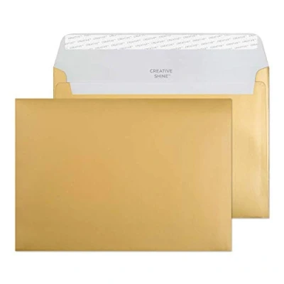 Image of Blake Creative Shine C5 162 x 229 mm 130 gsm Peel &amp; Seal Wallet Envelopes (313) Metallic Gold Pack of 500