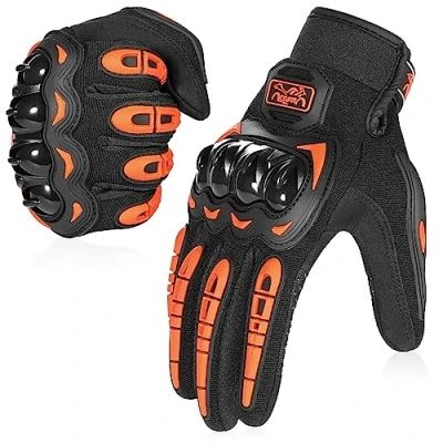 Image of COFIT Motorcycle Gloves for Men and Women, Full Finger Touchscreen Motorbike BMX ATV MTB Riding, Road Racing, Cycling, Climbing Orange M
