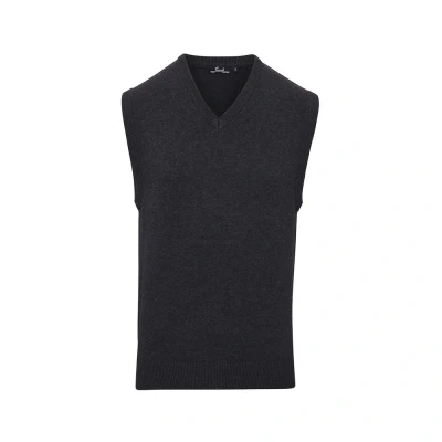 Image of Premier Mens Knitted Sleeveless Sweater Vest (Charcoal) Size X Small