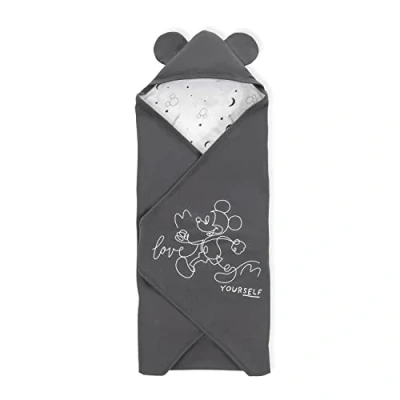 Image of hauck Snuggle N Dream, Disney Mickey Mouse Anthracite Cotton Baby Blanket for Car Seats, Bouncers, Prams &amp; Cots 3 Point Harness 5 Harness, 80 x cm, Machine Washable