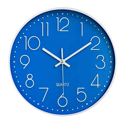 Image of Taodyans Silent Wall Clock 12 In Kitchen Quartz Battery Operated Round Modern Home Decor for Office Class Room Living Bedrooms (Blue)