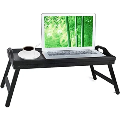 Image of Bed Tray Table with Folding Legs Serving Breakfast in Platter TV Laptop Computer Snack