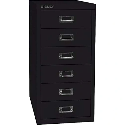 Image of BISLEY MultiDrawerTM 29 Series A4 6 Drawers, Metal, 633 Black, 38 x 27.9 59 cm