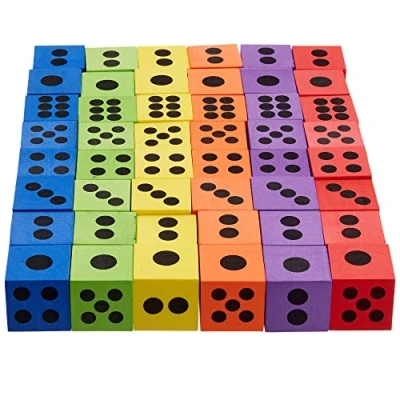 Image of The Twiddlers 48 Large Colourful Foam Dot Dice Set 4cm