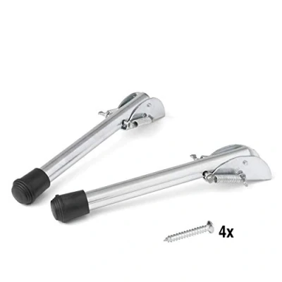 Image of LouMaxx Door Stop Set of 2 Holders 14 x 150 mm Galvanised Lock Outdoor Stopper Holder Ideal for Protection Against Random Doors or Gates